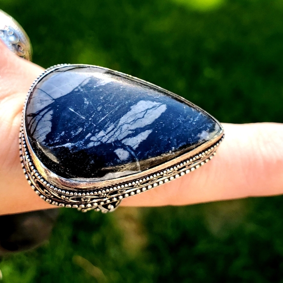 New Oversized Picasso Jasper 925 Silver Statement Ring. - Picture 5 of 16